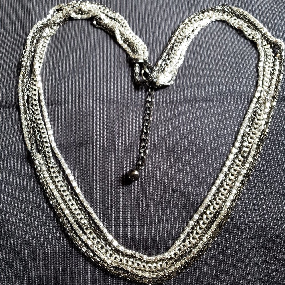 Sparkling Multi Strand Metallic Chain Necklace - image 1
